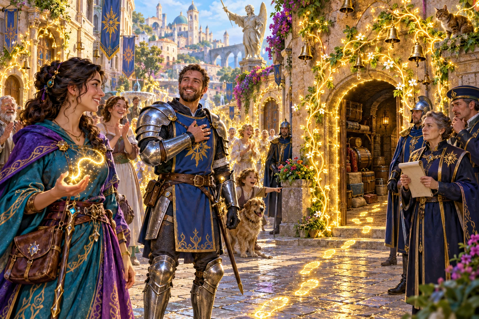 Illustrative successful magic with a separate memorable effect and watching characters.