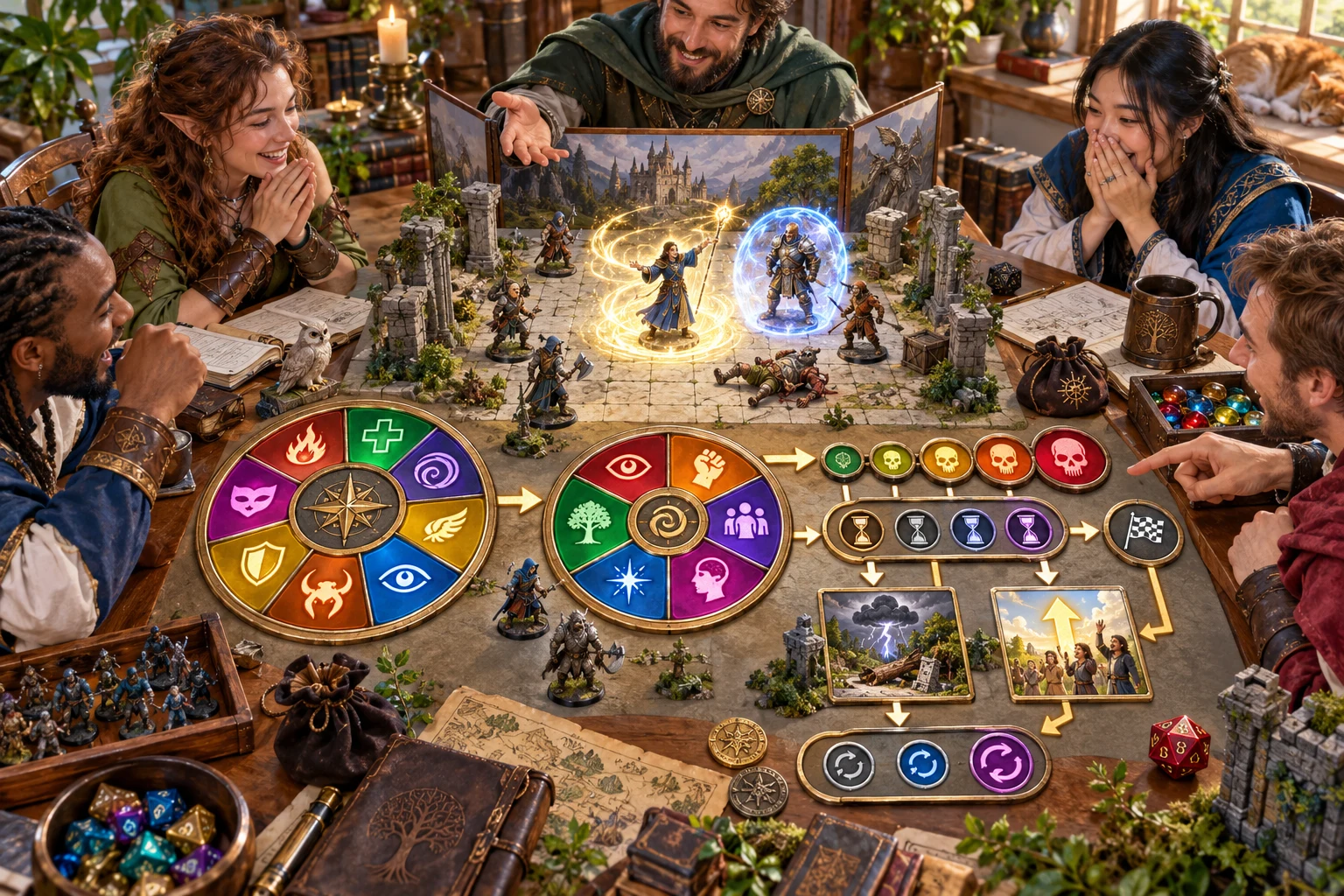 Illustrative tabletop preparation of spell purpose, side effect and witnesses.